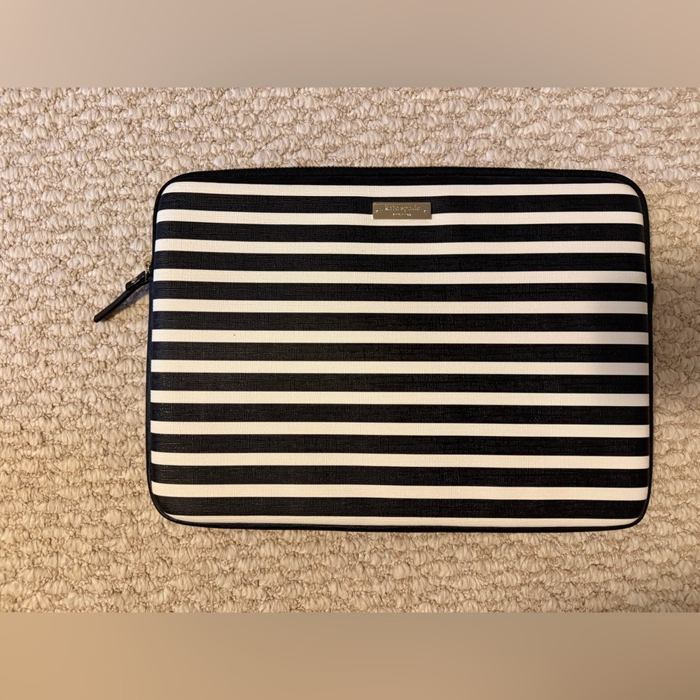 Kate Spade Black and White Striped Electronics Case